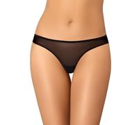 Teyli Damen Brazilian Slip Mesh Unterhosen mit Spitze Lacea Schwarz 3XL