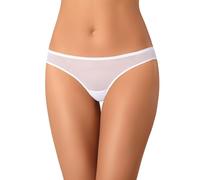 Teyli Damen Brazilian Slip Mesh Unterhosen mit Spitze Lacea Weiß XS