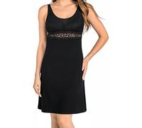 Teyli Damen Nachthemd mit Spitze Schwarz M