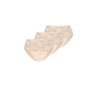 Teyli Damen Slip Taillenslip Baumwolle Hohe Taille mit Spitze 3er Pack Beige 4XL