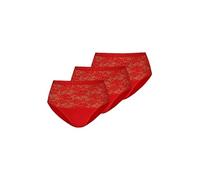 Teyli Damen Slip Taillenslip Baumwolle Hohe Taille mit Spitze 3er Pack Rot XL