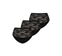 Teyli Damen Slip Taillenslip Baumwolle Hohe Taille mit Spitze 3er Pack Schwarz M