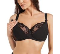 Teyli Damen Still BH - BH Bügel - BH Grosse Grössen Umstandskleidung mit Spitze - Still BH Große Brüste - Damen-BHS Stillen Schwarz 100B