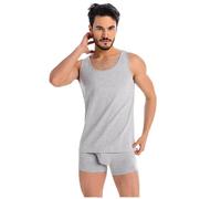 Teyli Men's 2 Pieces Set Undershirt Boxers 100% Cotton Clothing Deli Color Grey Size Size S