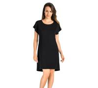 Teyli Damen Nachthemd Baumwolle Nachtwäsche Luzi Schwarz M