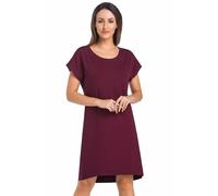 Teyli Nachthemd Damen - Nachthemd Damen Kurzarm zart und angenehm - Nachthemden für FrauenNachthemd Nachtwäsche Luzi Rot L