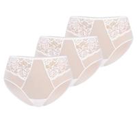 Teyli Slip Damen 3er Pack aus Transparentem Mesh mit Spitze - Bikinis & Taillenslips für Damen - Taillenslip Damen mit Baumwollfutter Weiß 2XL