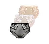 Teyli Slip Damen 3er Pack aus Transparentem Mesh mit Spitze - Bikinis & Taillenslips für Damen - Taillenslip Damen mit Baumwollfutter Mehrfarbig XXL