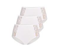 Teyli Unterwäsche Frauen Pantys Damen aus Hochwertiger Baumwolle - Damen Slips mit Spitze Verziert 3er Pack (DE/NL/SE/PL, Alphanumerisch, XXL, Große Größen, Regular, Weiß)