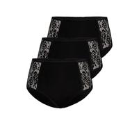 Teyli Slip Damen 3er Pack Baumwolle - Bikinis & Taillenslips für Damen - Slip Baumwolle Frauen- Damen Slips mit Spitze Verziert Schwarz 4XL