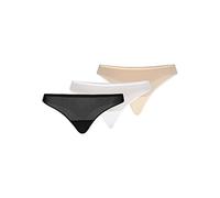 Teyli Damen String Tanga aus Mesh Schwarz Weiß Beige XS