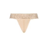 Teyli String Tanga Damen mit zarter Spitze verziert - Strings & Tangas für Damen aus Transparentem Mesh - Tanger (DE/NL/SE/PL, Alphanumerisch, XXL, Große Größen, Regular, Beige)