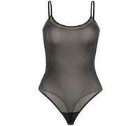 Teyli Stringbody Damen aus Netzmaterial - Bodysuit Women Spaghetti - String body Netz Frauen Spaghettiträger Schwarz XS