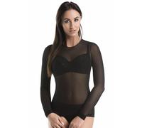 Teyli Transparente Blusen Langarm - Mesh Oberteil Damen mit Rundhalsausschnitt - Durchsichtiges Oberteil Damen - Netz Oberteil Frauen - Durchsichtige Top - Netzoberteil für Frauen Schwarz XXL