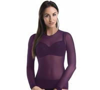 Teyli Transparente Blusen Langarm - Mesh Oberteil Damen mit Rundhalsausschnitt - Durchsichtiges Oberteil Damen - Netz Bluse Frauen - Durchsichtige Top - Netzoberteil für Frauen Violett XXL
