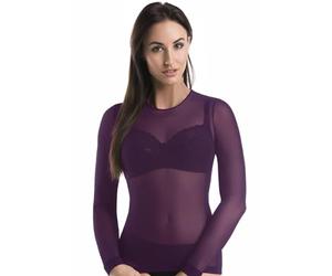 Teyli Transparente Blusen Langarm - Mesh Oberteil Damen mit Rundhalsausschnitt - Durchsichtiges Oberteil Damen - Netz Bluse Frauen - Durchsichtige Top - Netzoberteil für Frauen Violett M