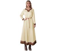 Teyujosem Damen Mittelalter Wikinger Kleid Renaissance Bauer Leinen Unterkleid, Z3784, X-Groß