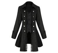 Teyujosem Damen Renaissance Gothic Mantel Mittelalter Pirat Steampunk Weste Jacke, Z3007bk, Small