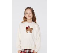 Tezenis Langarm-sweatshirt Teddy Mit Tartan-aufnäher Für Mädchen Mädchen Aufdruck 4-5