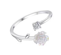 TFAOYS Einzigartige Blumen Fingerringe, verstellbare Blumenöffnung, stilvoller, auffälliger Fingerschmuck, silberne Textur, modern, stilvoll