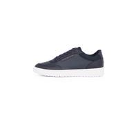 Plateausneaker TOMMY HILFIGER "TH BASKET CORE LTH PINPERF", Herren, Gr. 44, blau (dunkelblau), Leder, Lederimitat, Textil, sportlich, Schuhe, Freizeitschuh, Halbschuh, Schnürschuh mit gepolstertem Sch