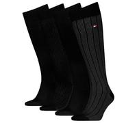 Kniestrümpfe TOMMY HILFIGER "TH MEN KNEEHIGH 4P TIN GIFTBOX", Damen, Gr. 43-46, schwarz, Obermaterial: 68% Baumwolle, 31% Polyamid, 1% Elasthan, Socken (30707252-43) schwarz