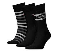 Socken TOMMY HILFIGER "TH MEN SOCK 3P GIFTBOX TOMMY STRIPE", Herren, Gr. 39-42, schwarz, Obermaterial: 69% Baumwolle, 30% Polyamid, 1% Elasthan, Socken (85710338-39) schwarz