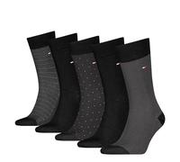 Socken TOMMY HILFIGER "TH MEN SOCK 5P GIFTBOX HERRINGBONE DOT", Damen, Gr. 43-46, schwarz, Obermaterial: 64% Baumwolle, 35% Polyamid, 1% Elasthan, Socken (11788918-43) schwarz