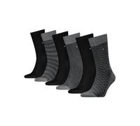 Socken TOMMY HILFIGER "TH MEN SOCK 6P TIN GIFTBOX BIRDEYE", Damen, Gr. 43-46, schwarz, Obermaterial: 64% Baumwolle, 35% Polyamid, 1% Elasthan, Socken (78903310-43) schwarz