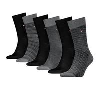 Socken TOMMY HILFIGER "TH MEN SOCK 6P TIN GIFTBOX BIRDEYE", Herren, Gr. 39-42, grau (dunkelgrau melange), Obermaterial: 64% Baumwolle, 35% Polyamid, 1% Elasthan, Socken (28553207-39) dunkelgrau melang