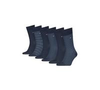 Socken TOMMY HILFIGER "TH MEN SOCK 6P TIN GIFTBOX BIRDEYE", Damen, Gr. 43-46, navy, Obermaterial: 64% Baumwolle, 35% Polyamid, 1% Elasthan, Socken (47124011-43) navy