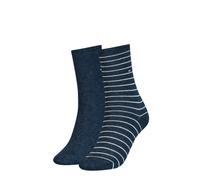 Socken TOMMY HILFIGER "TH WOMEN SOCK 2P SMALL STRIPE", Damen, Gr. 35-38, jeans, Baumwollmischung, normal, Socken Socken, mit schmalem Rippenbündchen, meliert, gestreift (30226430-35) jeans