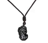 Thajaling Pixiu Pi Yao Schwarzer Obsidian Anhänger Feng Shui Amulett Talisman Reichtum Glück Feng Shui Anhänger Halskette