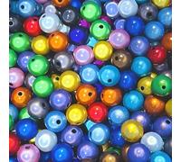 THAYLA 60/100/200/300/600 Stück 4-30 mm Magic Pearls Original, 3D-Illusion reflektierende Magic Perlen, Wunderperlen, Acrylperlen für die Armbänder Schmuckherstellung(Farbe gemischt, 8mm 200Stk)