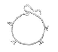 THAYLA Fußkettchen für Damen, 925 Sterling Silber, 2 Stück, 25 cm, Fußkette, Delfin, Strandzubehör, Schmuck für Frauen, 25 cm, 2 pièces