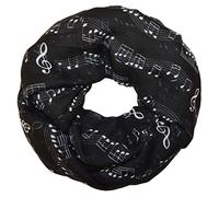 thb Richter Damen Schlauchschal Musiknoten Musik Rundschal Notenschlüsse Loopschal Kunst (schwarz)