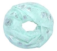 thb Richter Loopschal Rundschal mit Pusteblume Dandelion Muster Schlauchschal Schals Halstuch Loop Natur Pusteblumen Blumen Print Silber-Aufdruck (Flying - Grün)