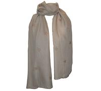 thb Richter XXL Damen Herren Schal Sterne mit Glitzer Glitzerstern Weich Soft Schals Tücher Halstuch Stern Star Baumwolle Stars Tuch Lang (Beige)