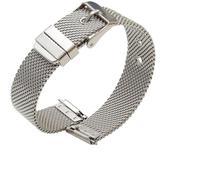 THBGTCNQ Gewebtes Uhrenarmband aus Edelstahlgewebe, 10 mm, 12 mm, 14 mm, 16 mm, 18 mm, 20 mm, 22 mm, universelles Uhrenarmband aus Metall, schmales, gewebtes Mesh-Armband(Silver,18mm)