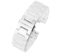 THBGTCNQ Keramik-Metall-Uhrenarmband, 12 mm, 14 mm, 15 mm, 16 mm, 18 mm, 20 mm, 22 mm, Keramikarmband for Herren und Damen, Weiß-Schwarz-Gold-Roségold-Armband(4102-White,20mm)