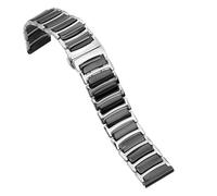 THBGTCNQ Keramik-Uhrenarmband, 16 mm, Armband, 20 mm, 22 mm, Edelstahl, Armbanduhrenband, 18 mm, Weiß/Schwarz(Black,18mm)
