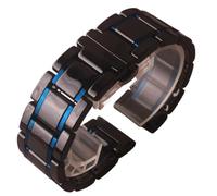 THBGTCNQ Keramik-Uhrenarmband mit Schnellverschluss, universelles Ersatzarmband, schwarz mit goldrotem Armband, 20 mm, 21 mm, 22 mm, 23 mm, 24 mm, for Damen und Herren(Black with Blue,20mm)
