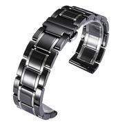 THBGTCNQ Keramik-Uhrenarmband, Schnellverschluss-Design, Edelstahl-Faltschließe, Unisex-Ersatzarmband(Black Silver,20mm)