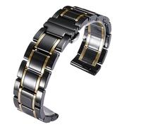 THBGTCNQ Keramik-Uhrenarmband, Schnellverschluss-Design, Edelstahl-Faltschließe, Unisex-Ersatzarmband(Black Gold,23mm)