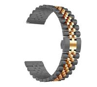 THBGTCNQ Uhrenarmband aus Edelstahl mit Gliedern, 20 mm, 22 mm, for Quarzuhren, traditionelle Uhren, Metallarmband, Unisex(Black RoseGold,22mm)