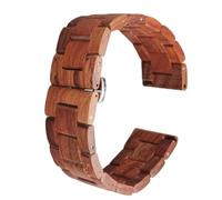 THBGTCNQ Uhrenarmband aus Holz, Schnellverschluss, Faltschließe aus Edelstahl, universelles Ersatzarmband(Red,22mm)