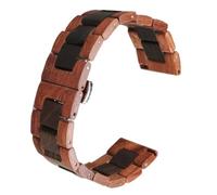 THBGTCNQ Uhrenarmband aus Holz, Schnellverschluss, Faltschließe aus Edelstahl, universelles Ersatzarmband(Red black,21mm)