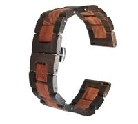THBGTCNQ Uhrenarmband aus Holz, Schnellverschluss, Faltschließe aus Edelstahl, universelles Ersatzarmband(Black red,22mm)