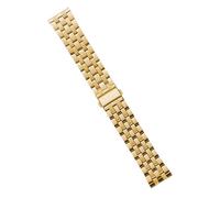 THBGTCNQ Uhrenarmband aus Metall, Edelstahlarmband, 22 mm, universelles Ersatzarmband mit Faltschließe, geeignet for traditionelle Uhren(Gold)