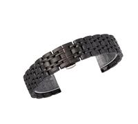 THBGTCNQ Uhrenarmband, Ersatzarmband aus Edelstahl, Unisex, Faltschließe aus Metall(Black,24mm)
